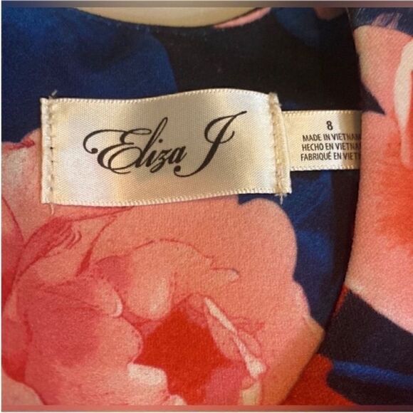 Eliza J NWT Floral Print Mini Dress Blue Multi Size 8 - Picture 8 of 10